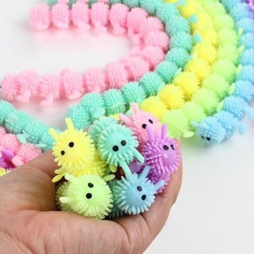 Caterpillar Anti Stress Face Reliever Colorful Autism Mood Squeeze Relief Healthy Toys Funny Children Gifts Fidget Toys for Kids