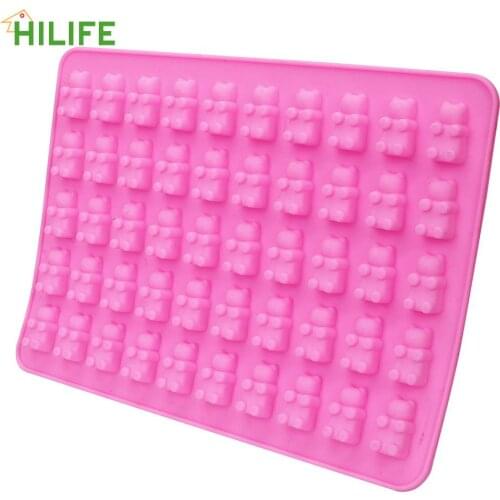 HILIFE 3D Mini Bear 50 Cavity Silicone Mold Cookie Cake DIY Decorating Tools Chocolate Candy Ice Jelly Mold Fondant Baking Mould