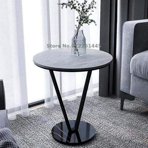 Rock Board Light Luxury Edge, Living Room Corner, Sofa, Small Round Table Balcony, Movable Nordic Tea Table, Small Table