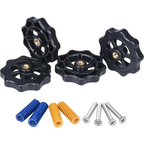 4pcs 3D Printer Parts Heated Bed Spring Leveling Kit Adjustment Nut+Springs+ Screw Heatbed Kit For CR-10 Ender 3 MK3 hotbed