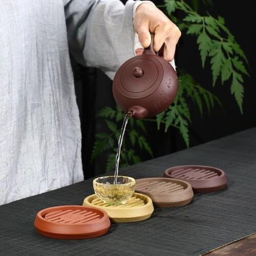 Yixing Purple Clay Round Teapot Trivets Ore Mud Teaware