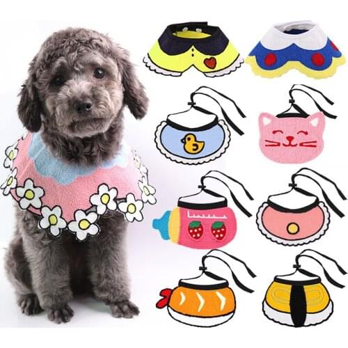 Cute Pet Dog Saliva Towel Lace Button Cat Dog Hand-Woven Pet Triangle Scarf Pet Accessories Kitten Bib Decorative Neckerchief