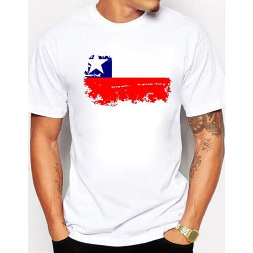 BLWHSA Chile National Flag mans T-shirt Cotton Short White T-shirts Nostalgic Fashion Style Round Neck Tops Men/Boy