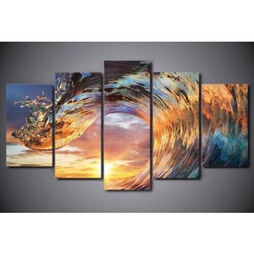 5pcs Diy Diamond Painting cross stitch kit Christmas decor waves picture New year gift full square Diamond Embroidery mosaic kit