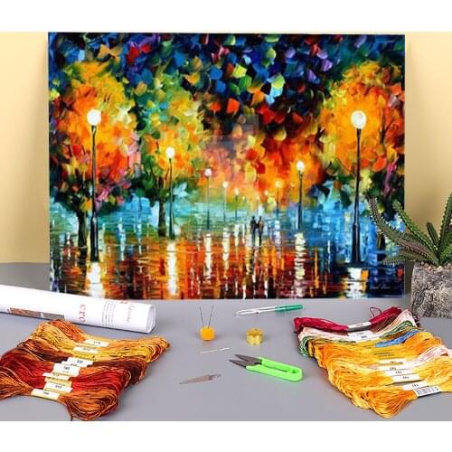 Storm Happiness Pre-Printed 11CT Cross-Stitch Kit Embroidery DMC Threads Needlework Handiwork Knitting Sewing Gift Stamped