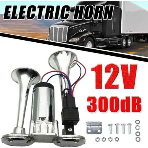 Reliable Trumpet 300DB 12V Dual Speakers Chromed Metal Dual Trumpet Electric Horn for Car Accessories Supplies Goods