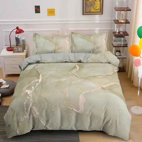 Customize Marble Green Pink Adult Bedding Set 2/3pcs Bedclothes Nordic Home Duvet Cover Pillowcases Single Twin Double Size