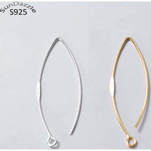 Genuine Real Solid 925 Sterling Silver Earring Hooks Gold Ear Wire Settings for Making Earrings Jewelry Findings Components 30mm