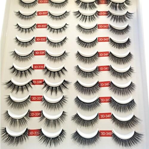 NEW 20pair Lashes Mink Eyelashes Mink Hair Fluffy Messy Soft short Natural Lashes Makeup 3d Mink Lashes