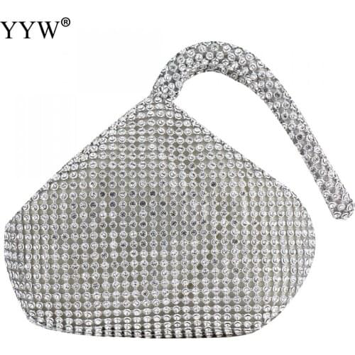 2020 New Women Small Mini Diamonds Handbag Solid Silver Nightclub Party Evening Wedding Rhinestone Bag Cluntch Purse