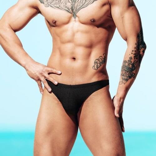 Des78 NEW 2020 trend solid swimsuits men swimwear sunga low wait sexy gay man thong swim brief hot man swim shorts bathing suits