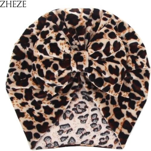 2021New Arrivals Leopard Bow Baby Headband Toddler Headwrap Kids Turban Soft Velvet Fabric Infant Hat DIY Party Hair Accessories