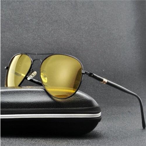 2019 new Pilot Night Vision Sunglasses Men Yellow Lens Classic Sun Glasses Women alloy Polarized Driving Eyewear FML