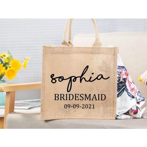 Personalized Tote Bag Burlap Bag Custom Tote Bag Bridesmaid Beach Bag Proposal Bridesmaid Gift Bachelorette Party Favor Gift Bag