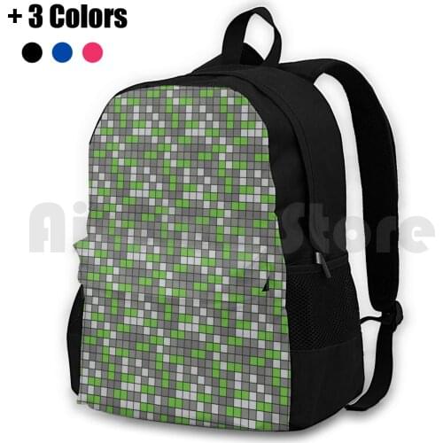 - Emerald Ore Pattern Outdoor Hiking Backpack Waterproof Camping Travel Mine Emerald Emerald Ore Ore Pixels Pixelated Pixel Art