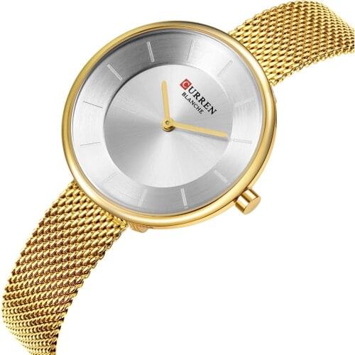 Luxury Gold Steel Mesh Bracelet Quartz Watch Curren Brand Womens Watches Waterproof Ultra-thin Case Fashion Ladeis Wristwatches