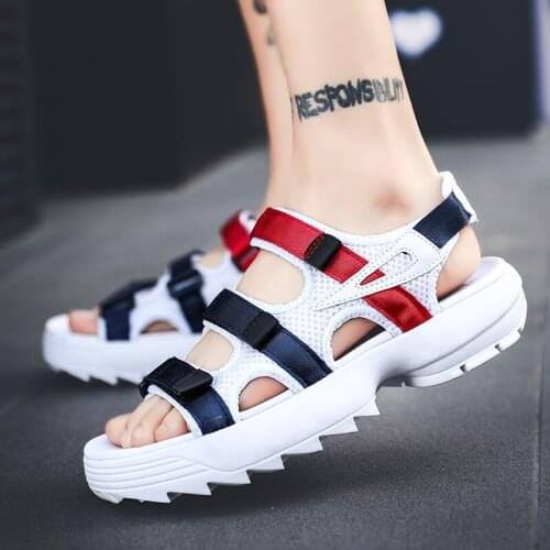 Summer Men Sandals Chunky Hook&Loop Canvas Sandals Clogs Garden Shoes Outdoor Men Pool Sandals Indoor Slides Mules Beach Shoes