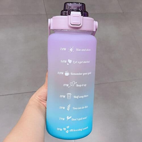 2L High Quality Gallon Tritan Sports Water Bottle with Straw Motivational & Time Markings Drinking Jug BPA Free GYM Water Cup