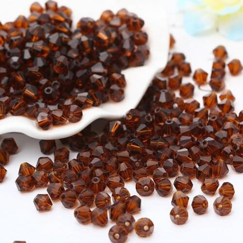 TianBo 4mm Austrian Bicone Crystal Beads for Jewelry Making Bracelets Diy Accessories Supplies Brown Spacer Glass Bead Wholesale
