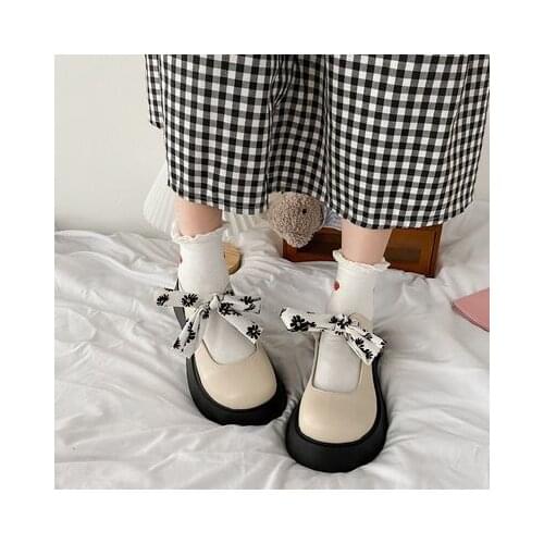Japanese Student Lolita Shoes Woman Platform Mary Janes Buckle Strap Cute Cosplay Uniform Woman Flats Shoes