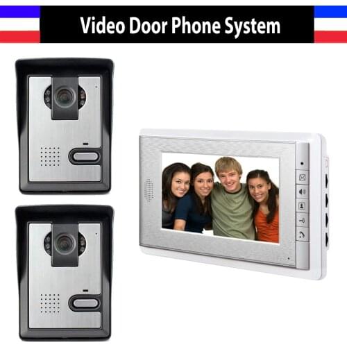 2 Camera 1 Monitor 7 Inch Monitor Video Door Phone Intercom Doorbell System Video Intercom interphone Kit for Villa office