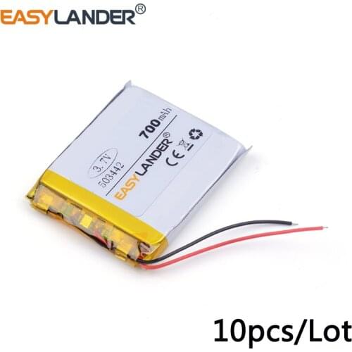 10pcs /Lot 503442 700mah 3.7v lithium Li ion polymer rechargeable battery for E-book Bluetooth Speaker toys Camera earphone MP3