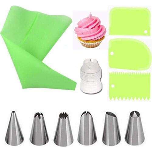 11Pcs/Set DIY Icing Piping Nozzles Silicone Pastry Bag Kit Cake Decorating Tools Piping Cream Reusable Kitchen Accessories