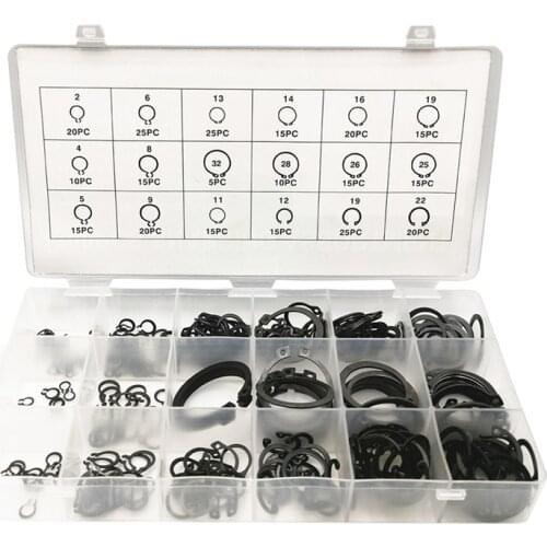 300PCS M2- M22 Circlips for Shaft E Type Cir Clip Assorted Kit Steel Shaft Retaining Ring Bearing Retainer