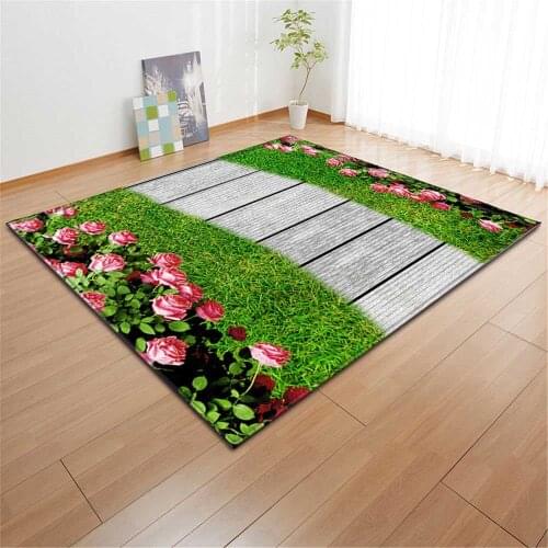 3D Pastoral Trail Printed Living Room Carpets Home Decoration Rug Mats Bedroom Flannel Baby Crawling Tea Table Area Rug Carpet