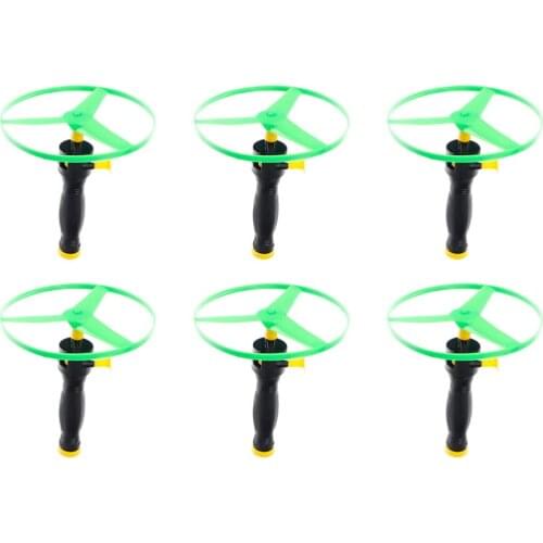 6pcs Flying Disc propeller Toys Kids Helicopter Pull String Flying Saucers