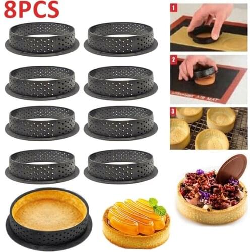 8Pcs Round Shape Mousse Circle Cutter French Dessert Cake Decorating Mold