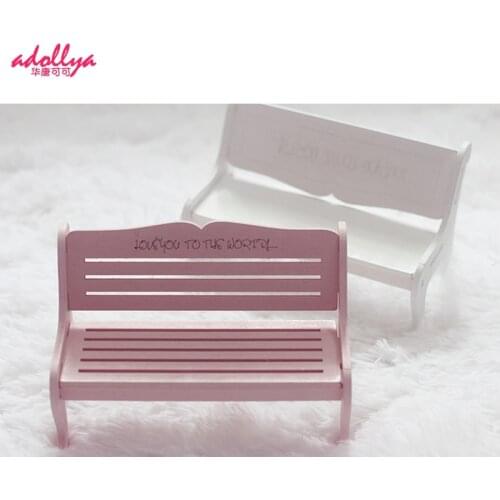 Adollya Dolls Accessories Bench White/Pink Suitable For Take Picture Decoration Props Hold 2-3 Dolls Accessories For Doll