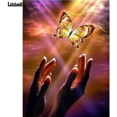 Diamond Embroidery Full Display Scenic Full Square Diamond Painting hand butterfly 5D DIY Cross Stitch Rhinestone Decor Home