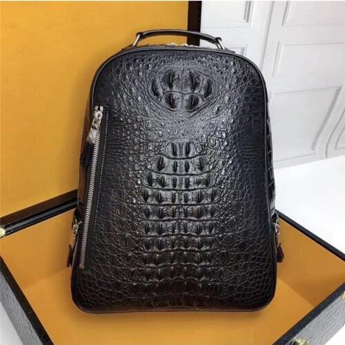 Authentic Exotic Crocodile Skin Mens Large Casual Travel Backpack Genuine Alligator Leather Male To-handle Businesss Bag Pack