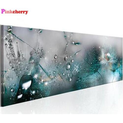 Large diy round diamond Painting Dandelion Transparent Flower with Drop Water Embroidery Rhinestone mosaic Cross Stitch Kits