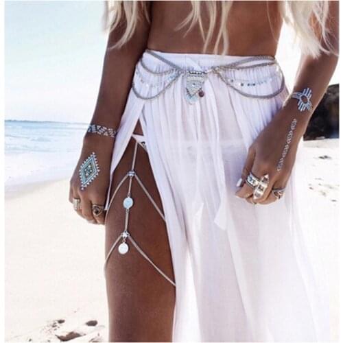 Gypsy Turkish Metal Dangle Multilayer Sequins Tassel Belly Chain Boho Bohemian Shimmy Belt Dance Waist Chain Body Jewelry