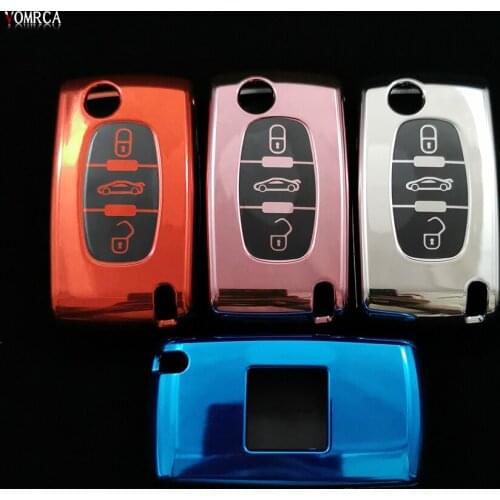 TPU Remote Key Case For Peugeot 207 307 308 407 607 807 For Citroen C2 C3 C4 C5 C6 Flip Folding Car Key Shield 3 Buttons Box