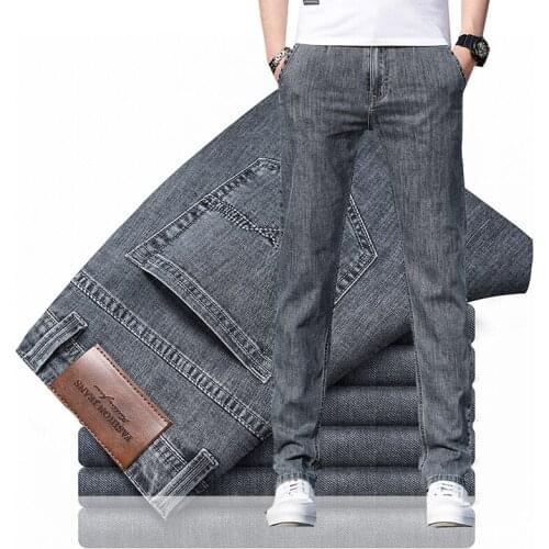 Classic Fashion Mens Stretch Jeans 2021 Spring and Summer New Business Casual Denim Trousers Male Autumn Brand Straight Pants