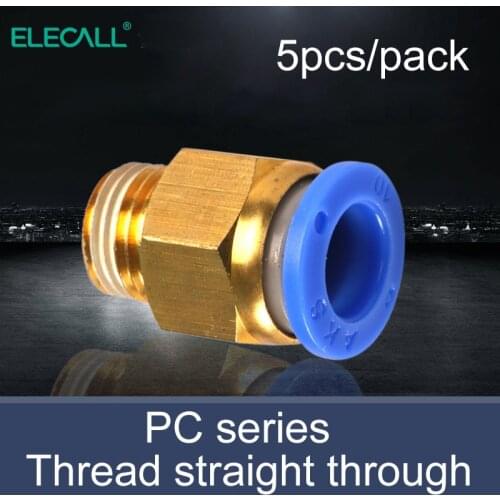 ELECALL 5pcs pneumatic fittings quick connector PC 4 6 8 10 12 MM Straight Push Air Quick Fitting Plug Socket connectors