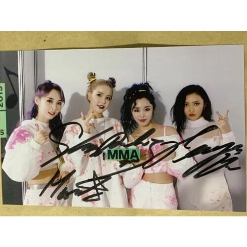 Hand signed MAMAMOO autographed group photo 4*6 Award ceremony 1219A