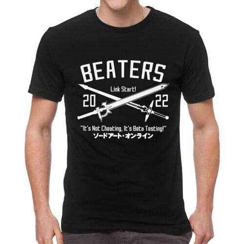 Beaters T Shirt Mens 100% Cotton Print T-shirt Streetwear Tshirt Short Sleeve Japan Anime Manga Sao Sword Art Online Tees Tops