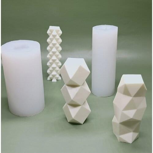 Geometric Rhombus Three-dimensional Diamond Faceted Scented Candle Silicone Mold Korean Home Epoxy Plaster Decoration