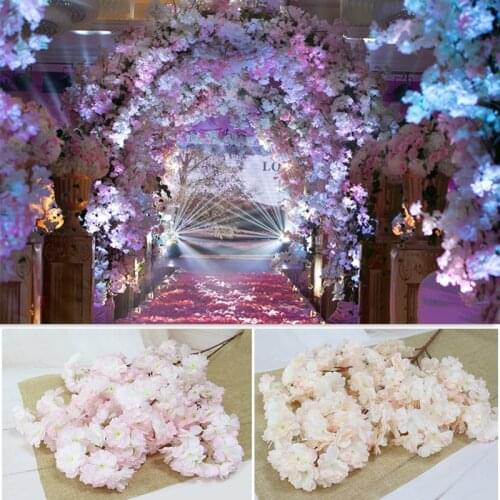 JAROWN Simulation Cherry Artificial Silk Fake Flowers Wedding Scene Decoration Photography Background Wall Decor Home Decoration