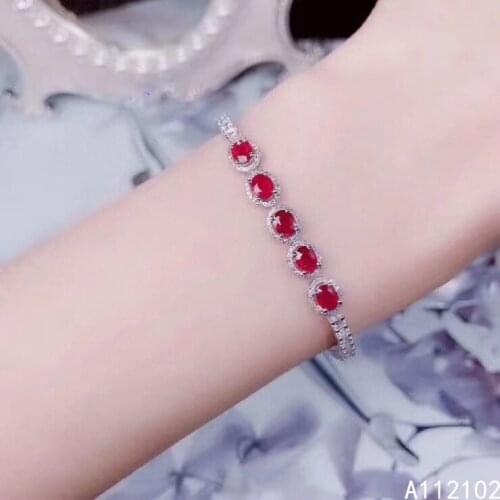 KJJEAXCMY fine jewelry 925 sterling silver inlaid natural ruby bracelet fashion girl new hand bracelet support test