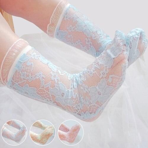 Summer Lace Flower Baby Girls Socks Mesh Breathable Kids Children Long Socks Infant Toddler Knee High Socks