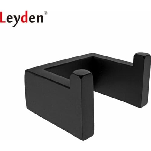 Leyden 304 Stainless Steel Black Modern Robe Hooks Wall Mounted Clothes Towel Two Hooks Wall Hanger Bathroom Accessories