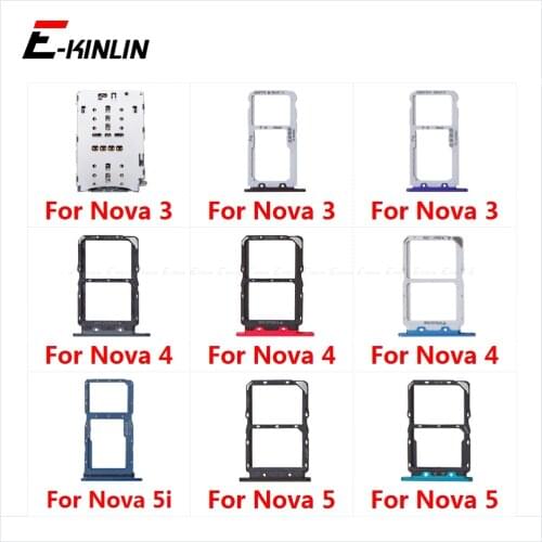 Sim Card Tray Socket Slot Reader Adapter For HuaWei Nova 5i 5 4 3 Micro SD Card Holder Connector Container Replacement Parts