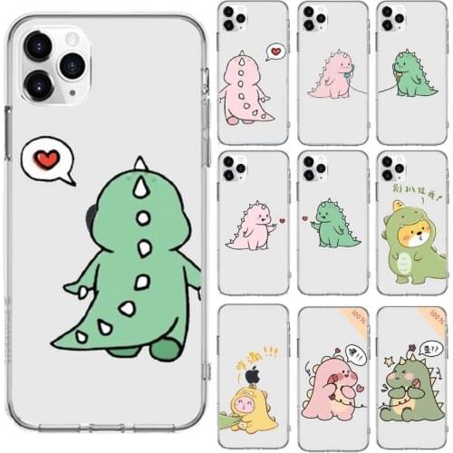Couple sweet dinosaur cute popular Phone Case Transparent for iPhone 6 7 8 11 12 s mini pro X XS XR MAX Plus cover funda shell
