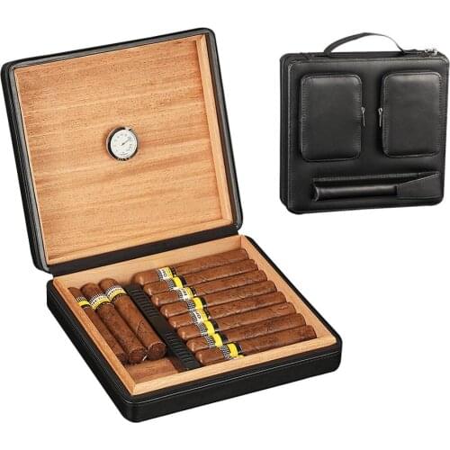 Multifunctional black Outdoor bag cigar cutter Box Portable Smoking Accessories Gadget Storage Travel Fashion Gifts For Men