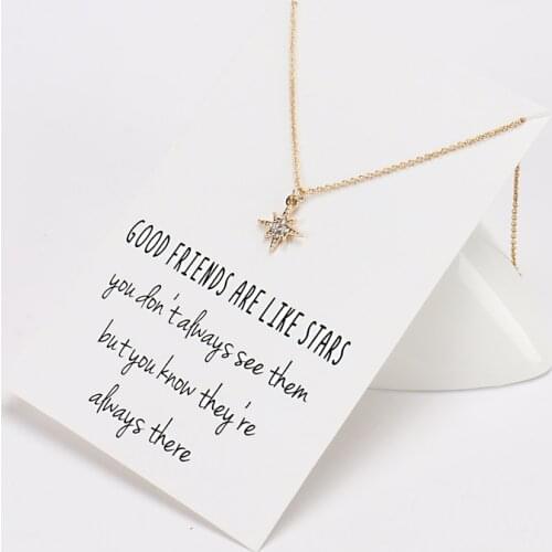 Fashion Gold Color Star Necklace For Women Bijoux Femme Alloy Charm Wish Card Necklace Collares Kolye Party Jewelry Gift CN13